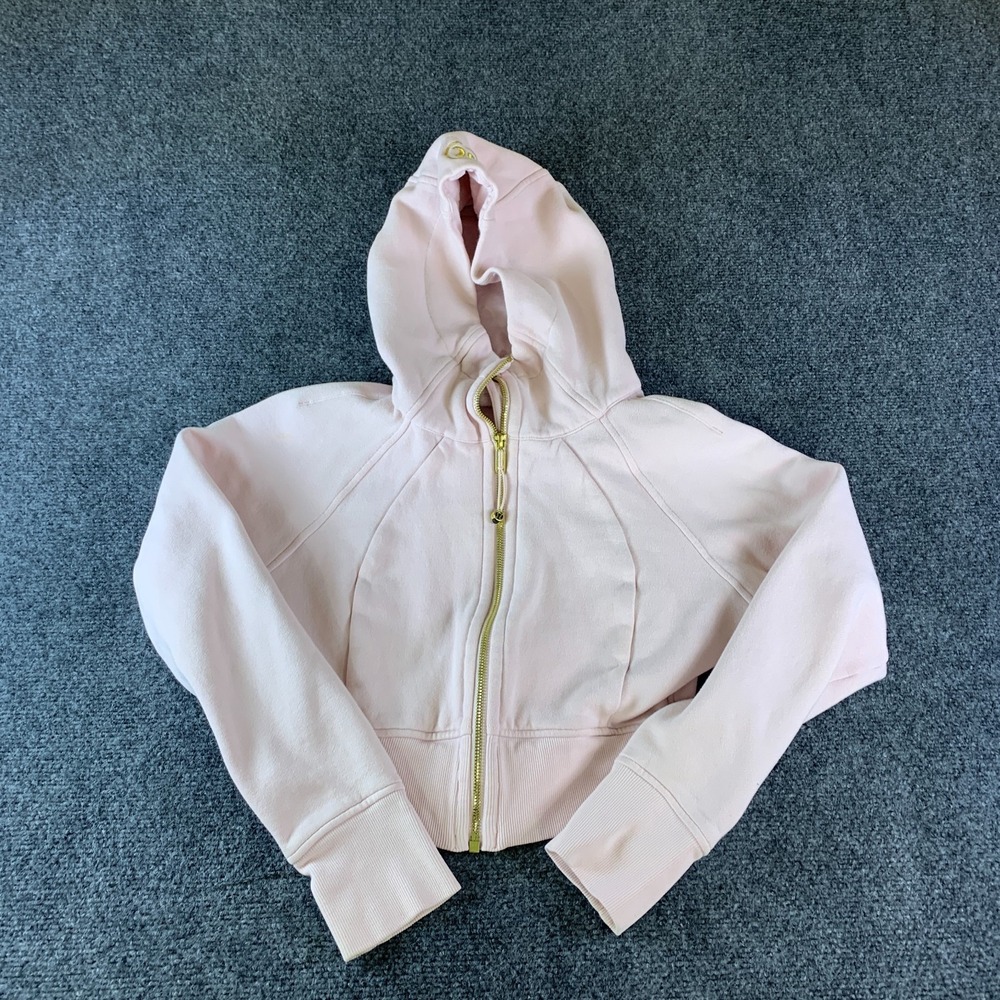 Lululemon Scuba Cropped Hoodie Womens S Strawberry Milkshake Fleece Zip READ